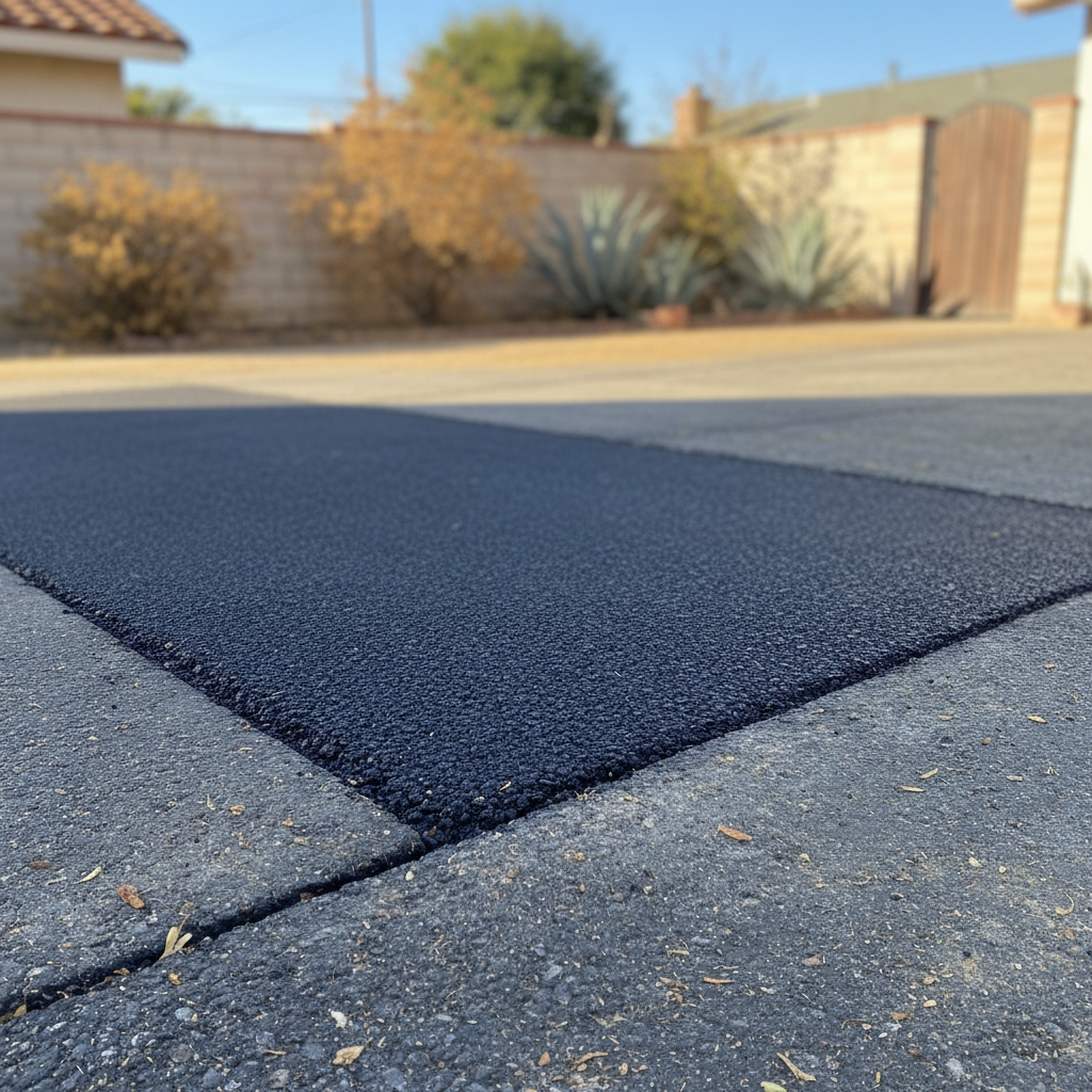 Completed asphalt patching work at a residential property in Van Nuys, CA