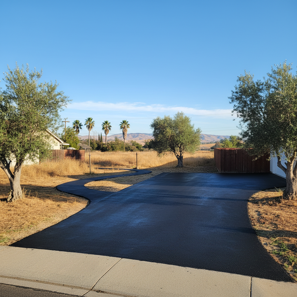 Completed slurry coating work at a residential property in Tracy, CA