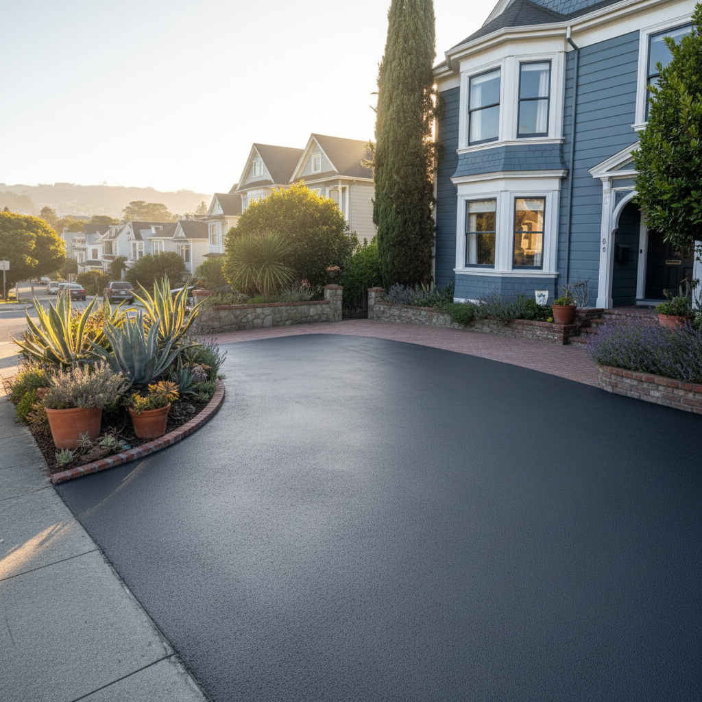 Completed slurry coating work at a residential property in San Francisco, CA