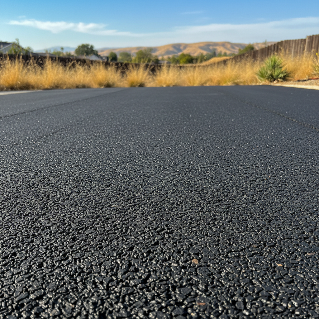 Completed asphalt paving work at a residential property in Tracy, CA