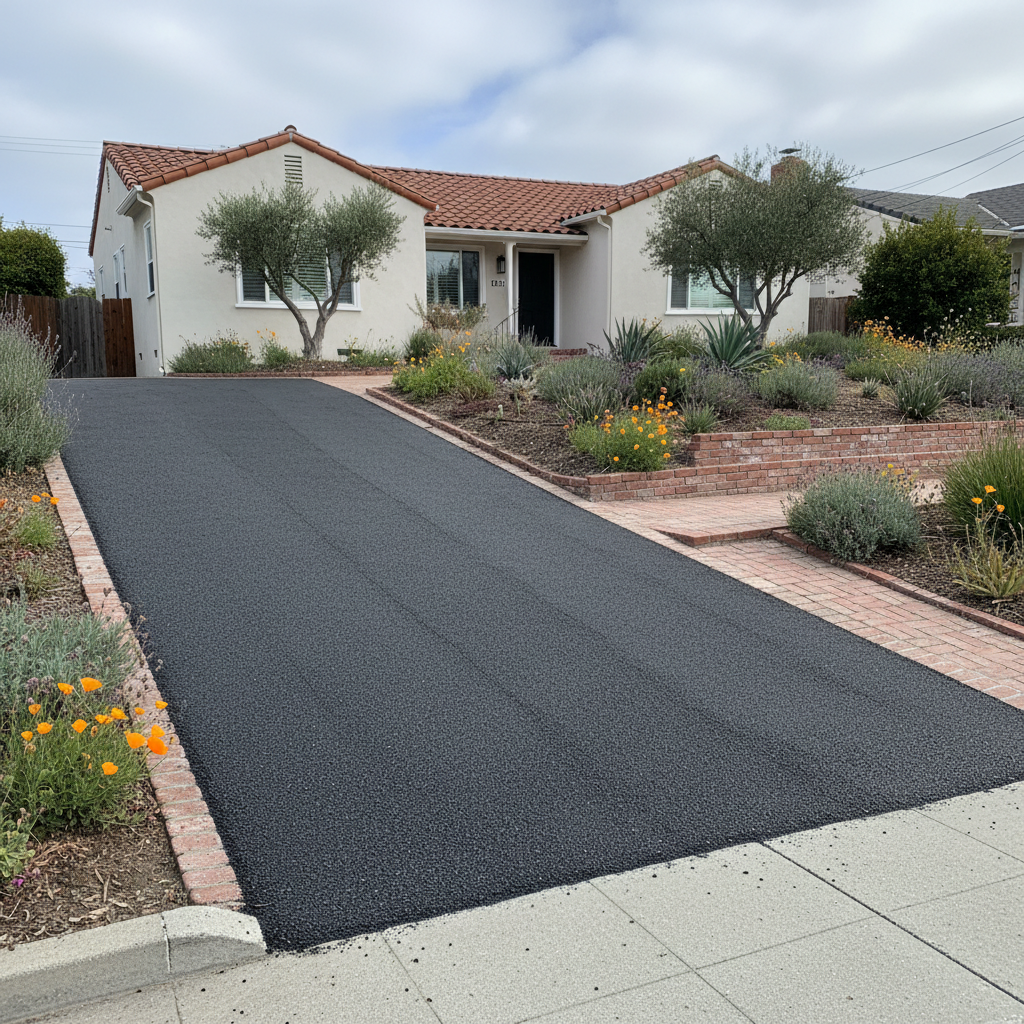 Completed asphalt milling work at a residential property in San Francisco, CA