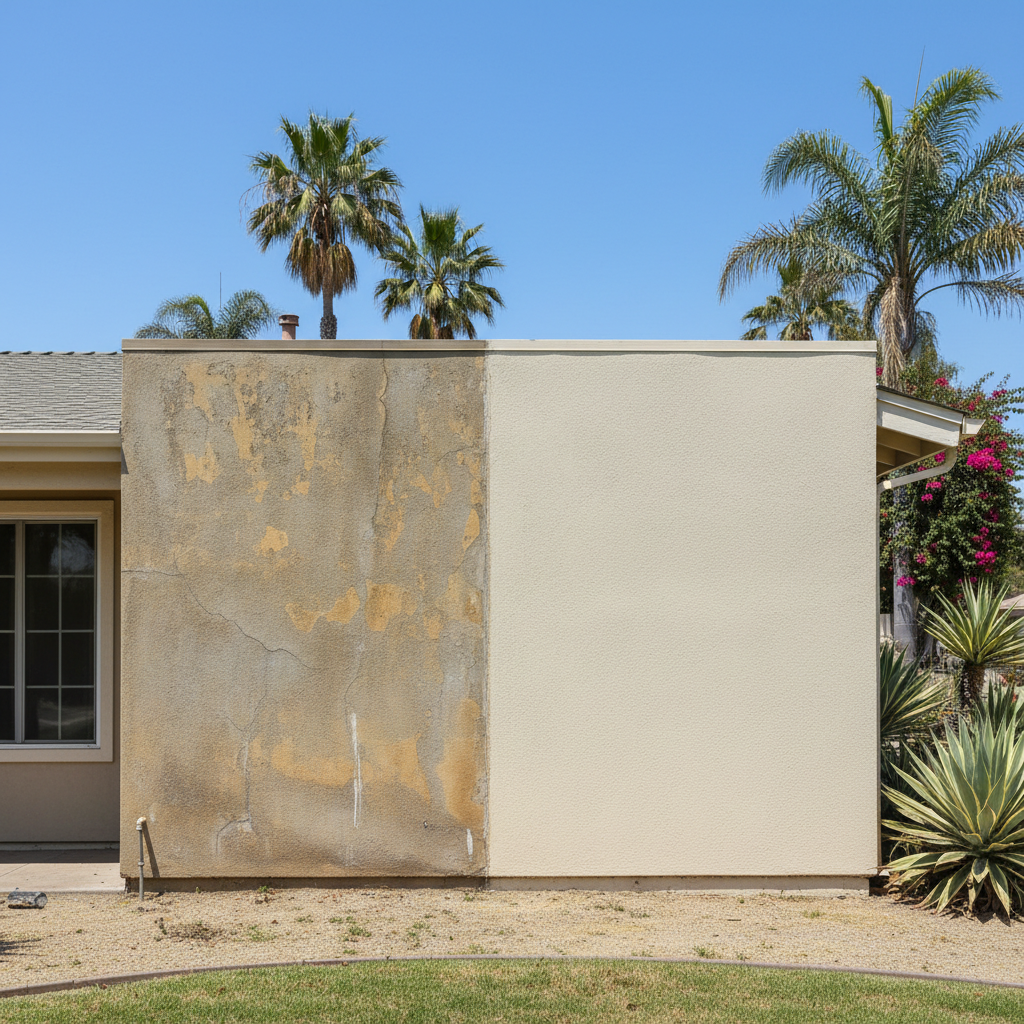 Completed stucco replacement work at a residential property in Carlsbad, CA