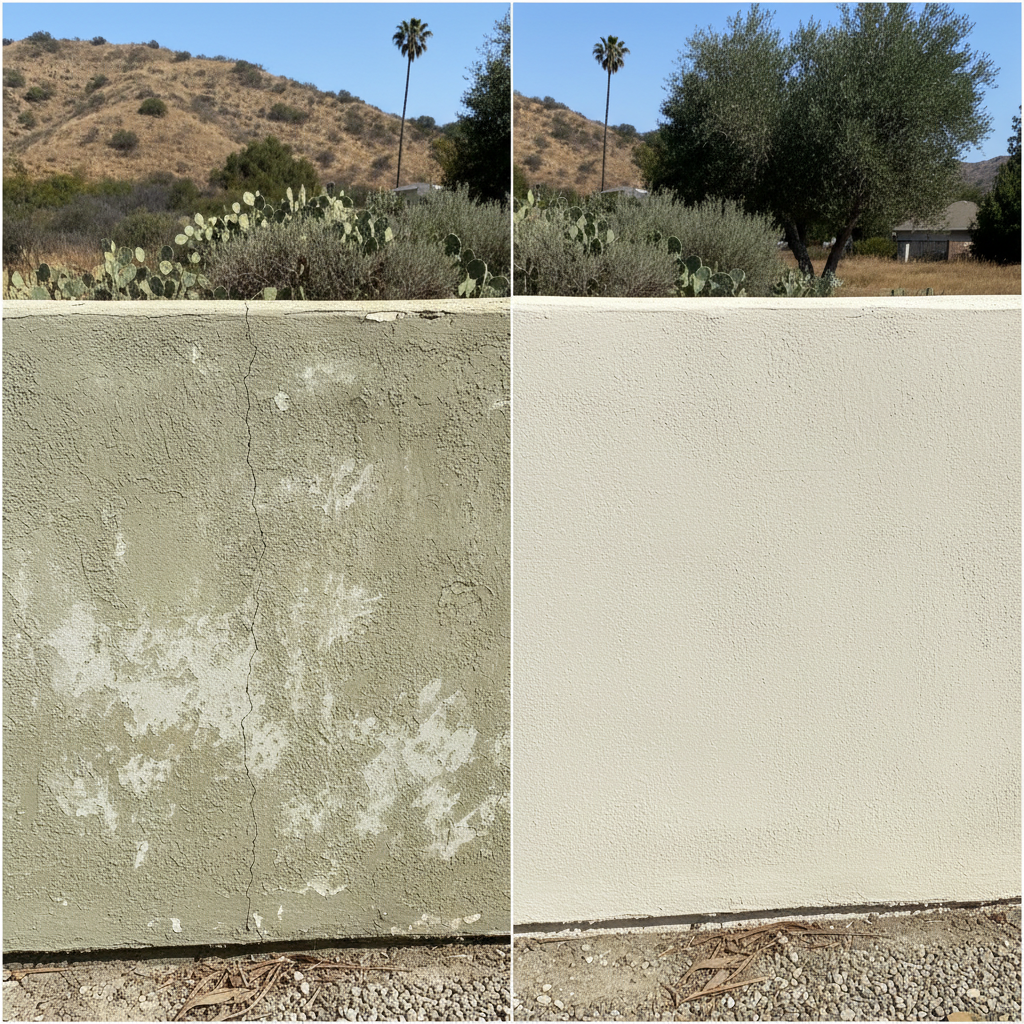 Completed stucco repair work at a residential property in El Monte, CA