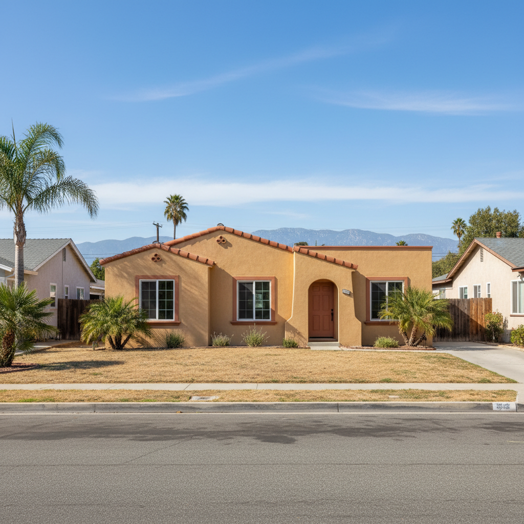 Completed stucco installation work at a residential property in El Monte, CA