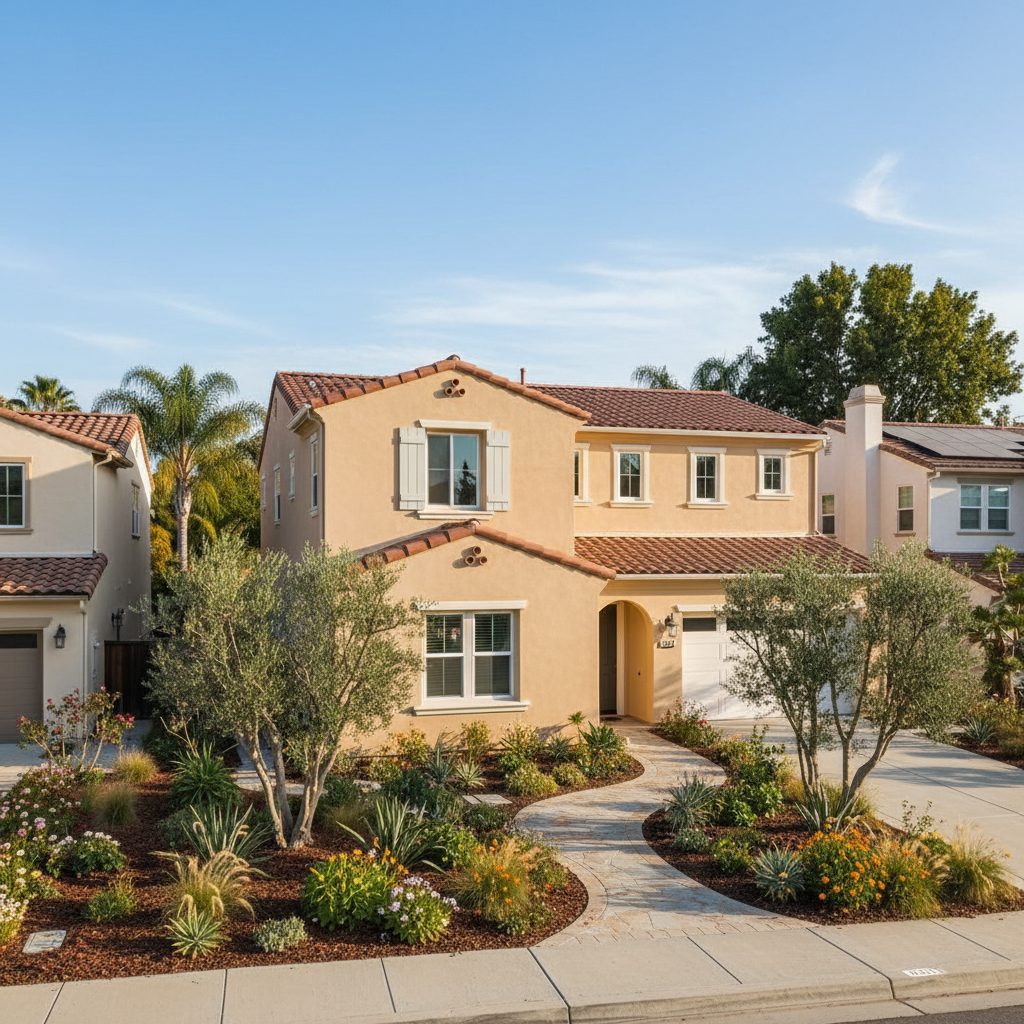 Completed stucco installation work at a residential property in Fullerton, CA