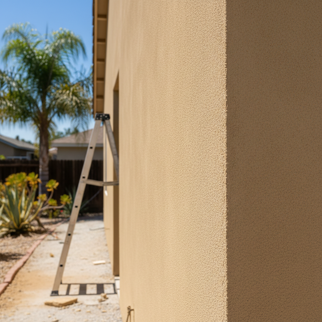 Completed stucco replacement work at a residential property in Garden Grove, CA