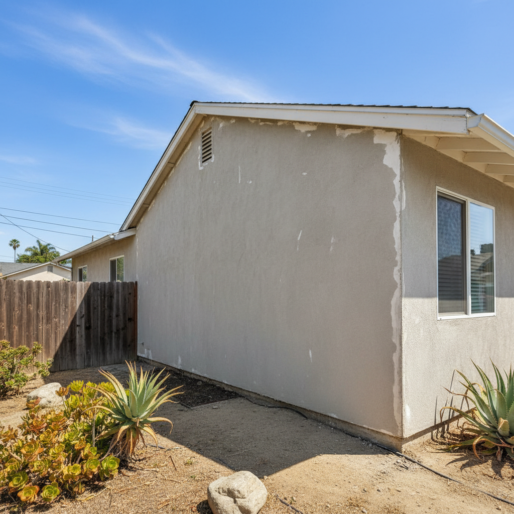 Completed stucco removal work at a residential property in Hawthorne, CA