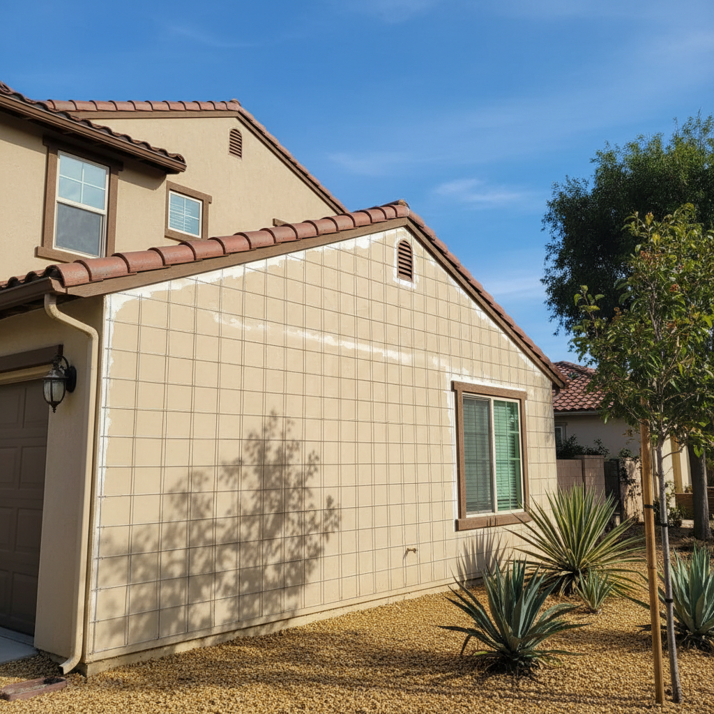 Completed stucco removal work at a residential property in Irvine, CA