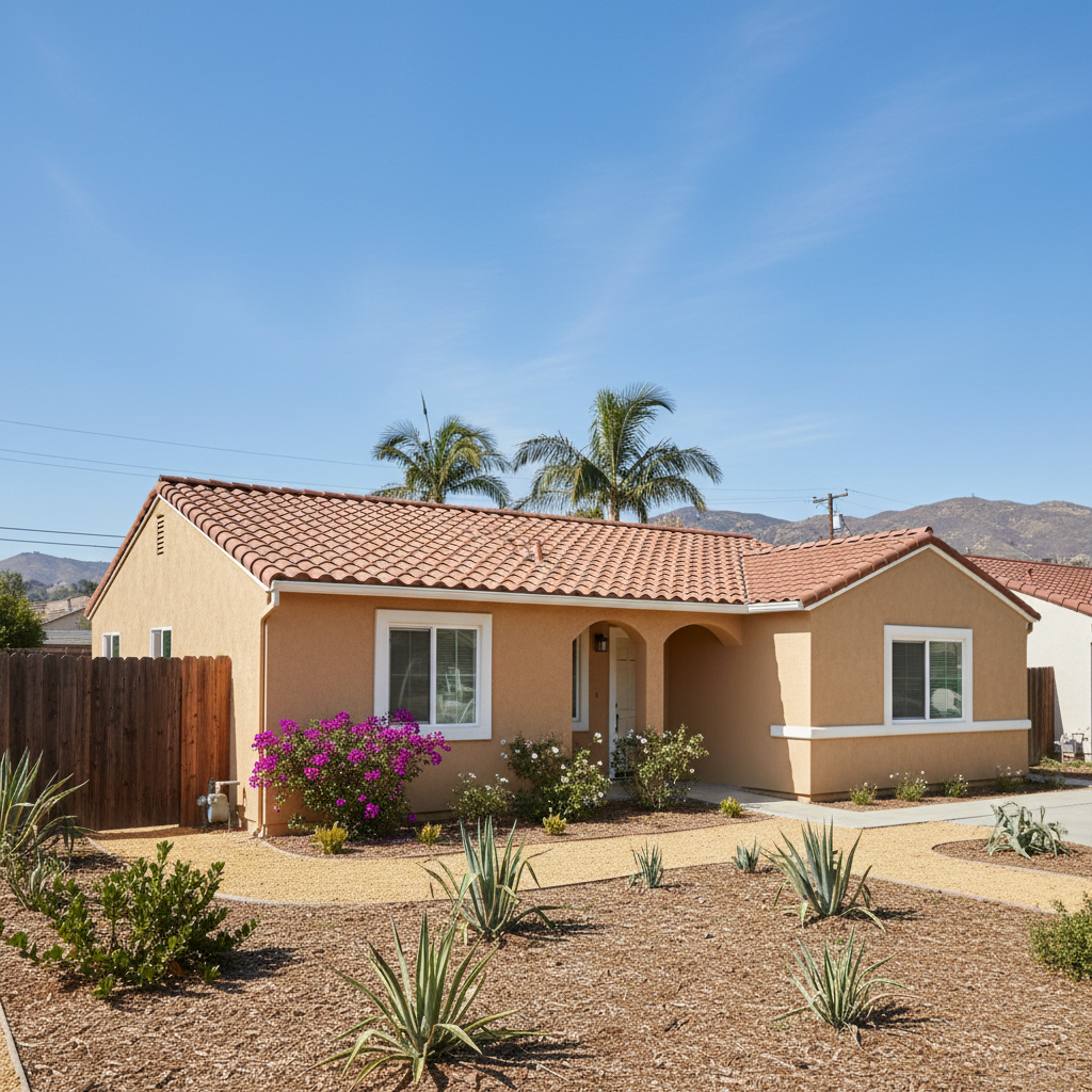 Completed stucco installation work at a residential property in Walnut, CA