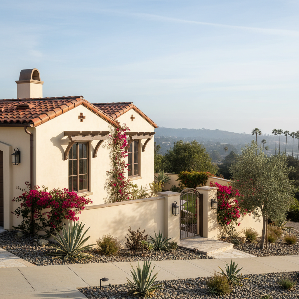 Completed stucco painting work at a residential property in Santa Monica, CA