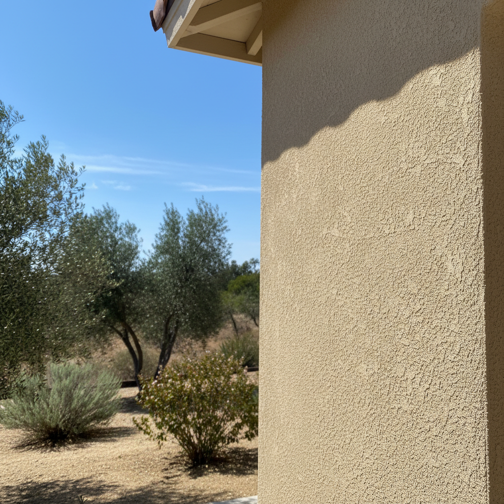 Completed stucco installation work at a residential property in Riverside, CA