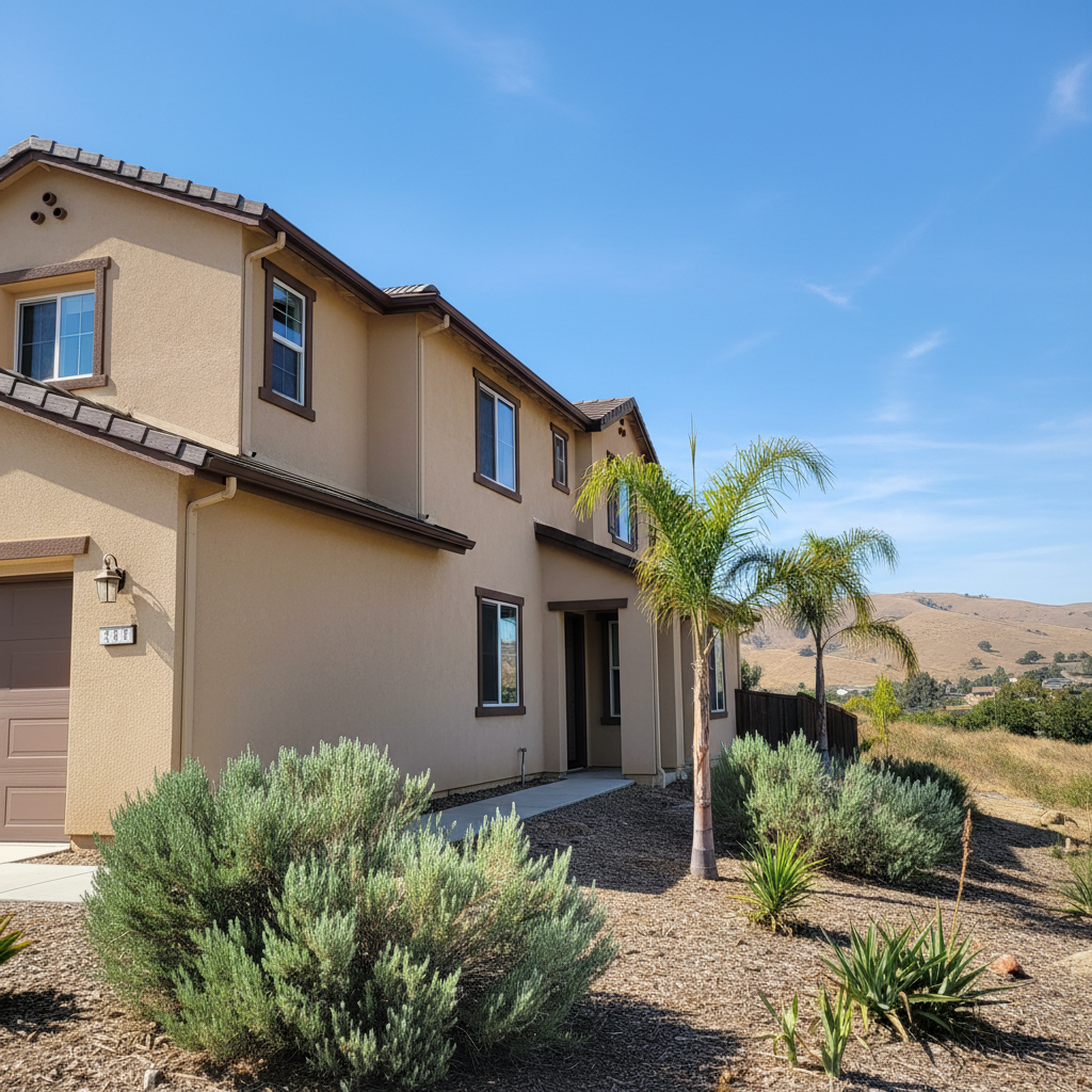 Completed stucco replacement work at a residential property in Riverside, CA