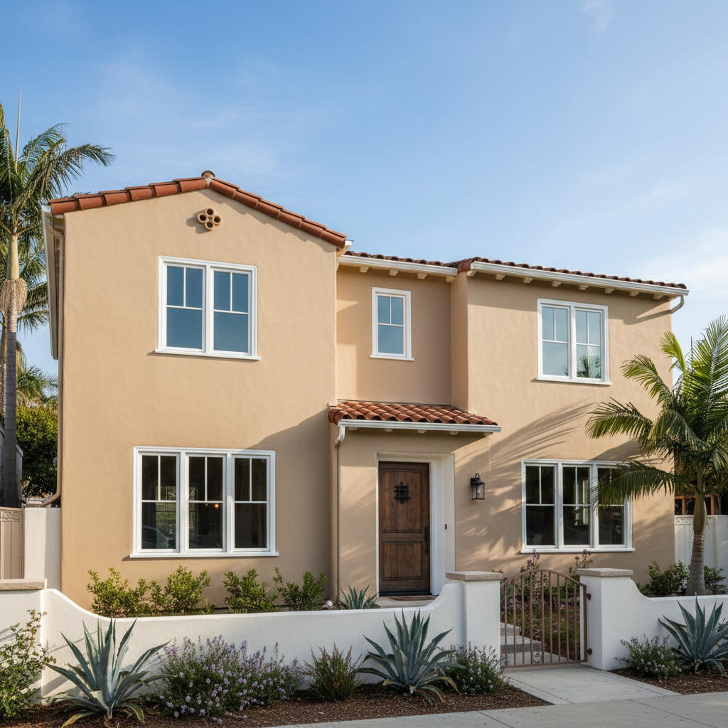 Completed stucco replacement work at a residential property in Santa Monica, CA