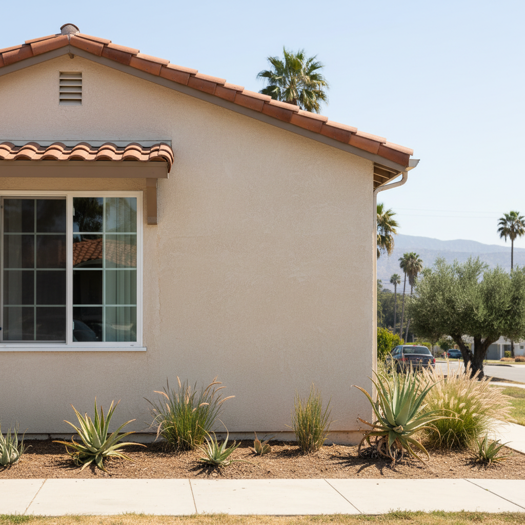 Completed stucco repair work at a residential property in Santa Monica, CA
