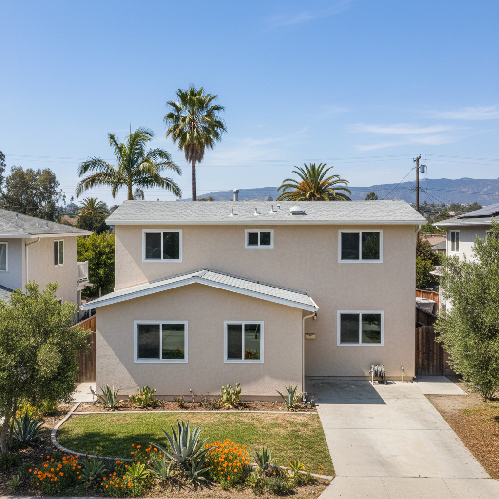 Completed stucco removal work at a residential property in Long Beach, CA