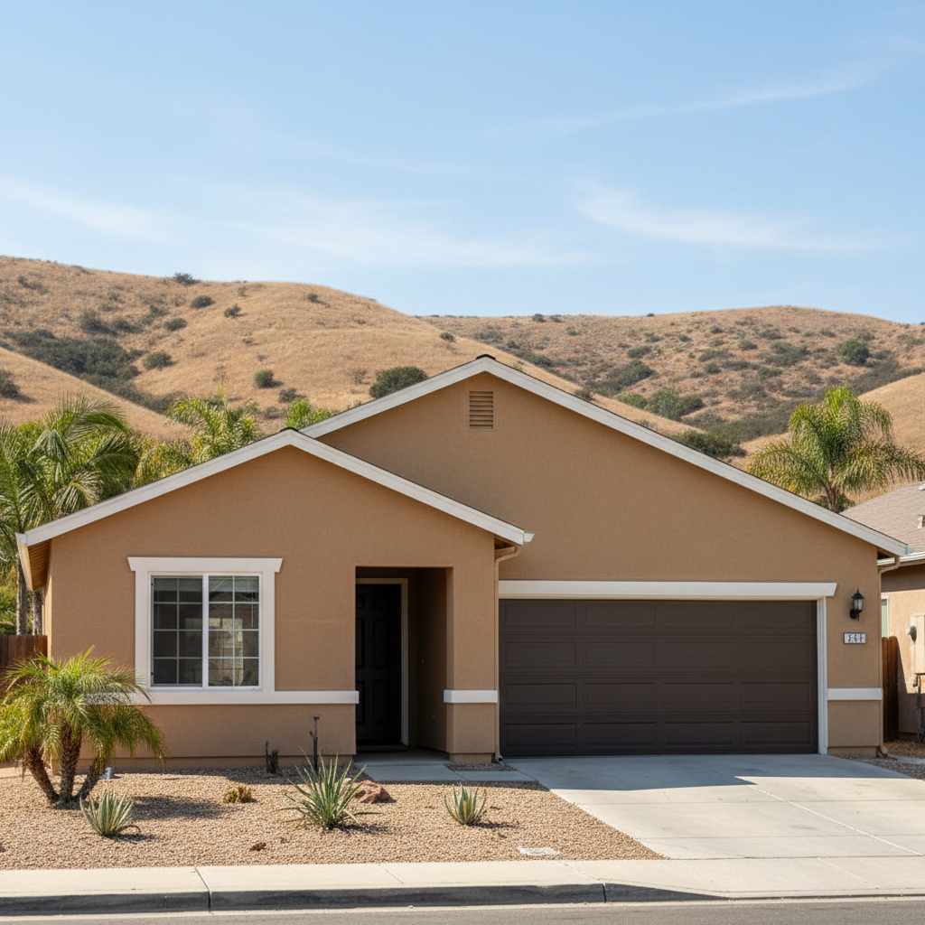 Completed stucco painting work at a residential property in Temecula, CA