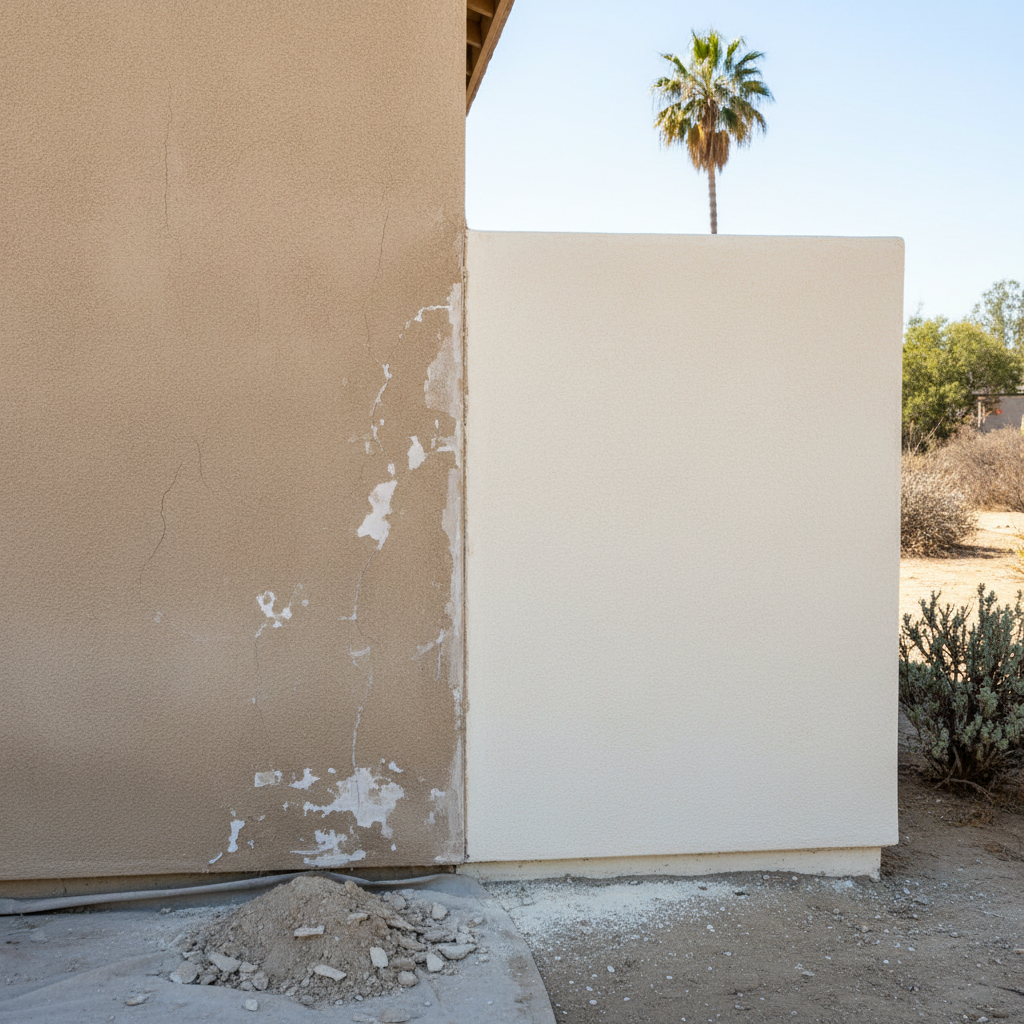Completed stucco replacement work at a residential property in Torrance, CA