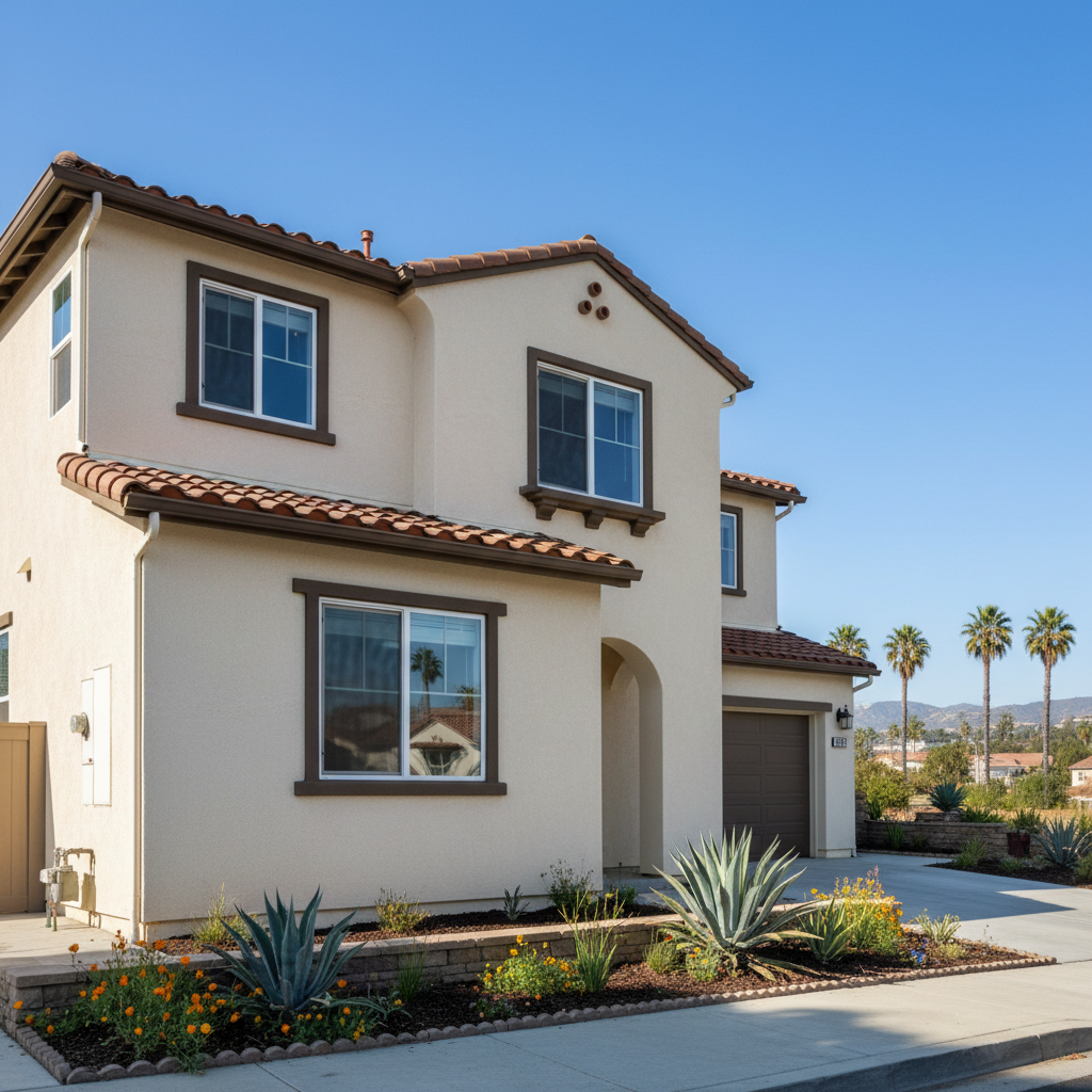 Completed stucco installation work at a residential property in Torrance, CA