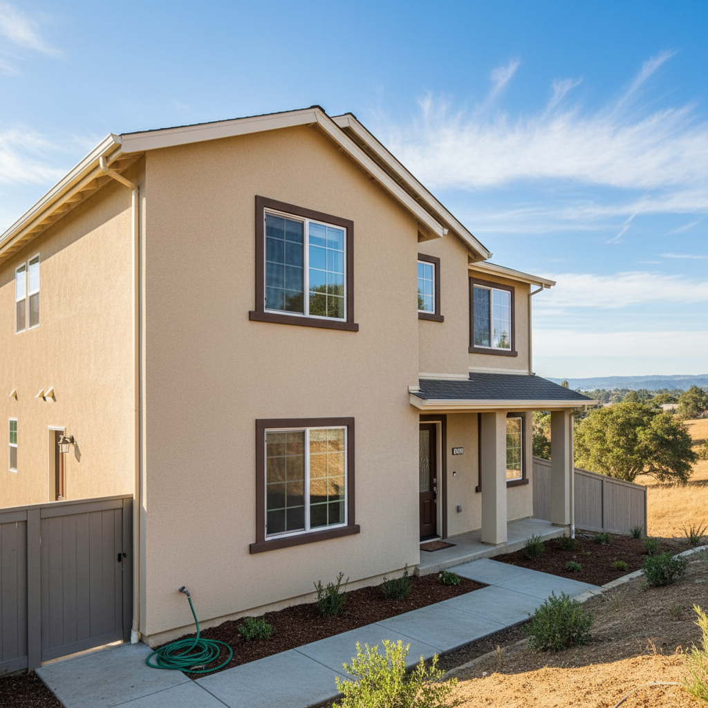 Completed stucco painting work at a residential property in Vallejo, CA
