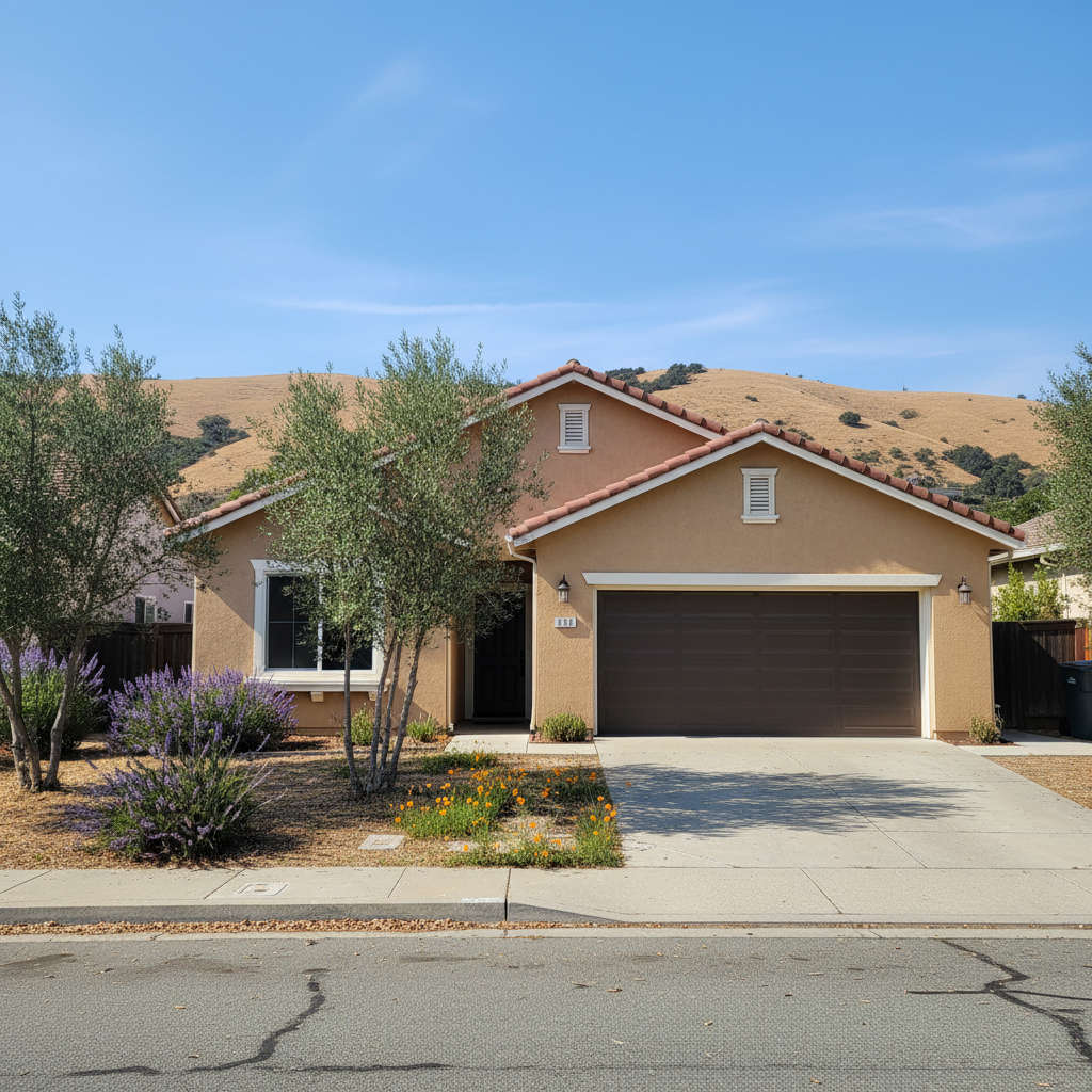 Completed stucco painting work at a residential property in Vallejo, CA
