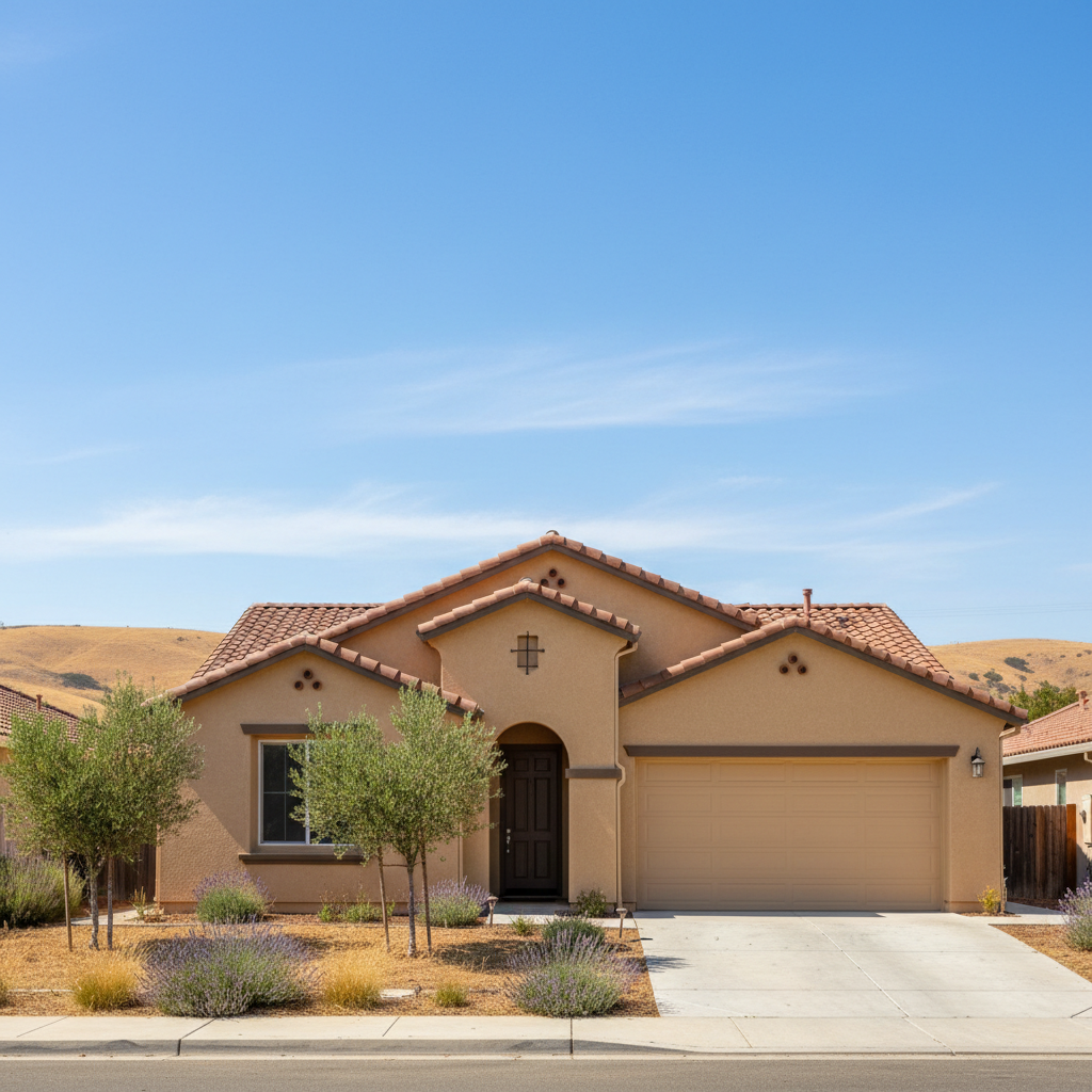 Completed stucco painting work at a residential property in Visalia, CA