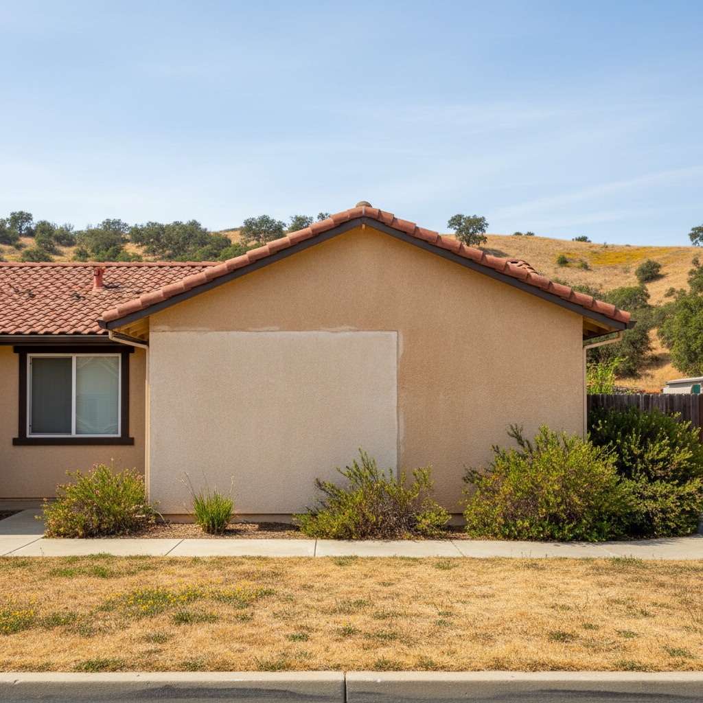 Completed stucco repair work at a residential property in Vallejo, CA