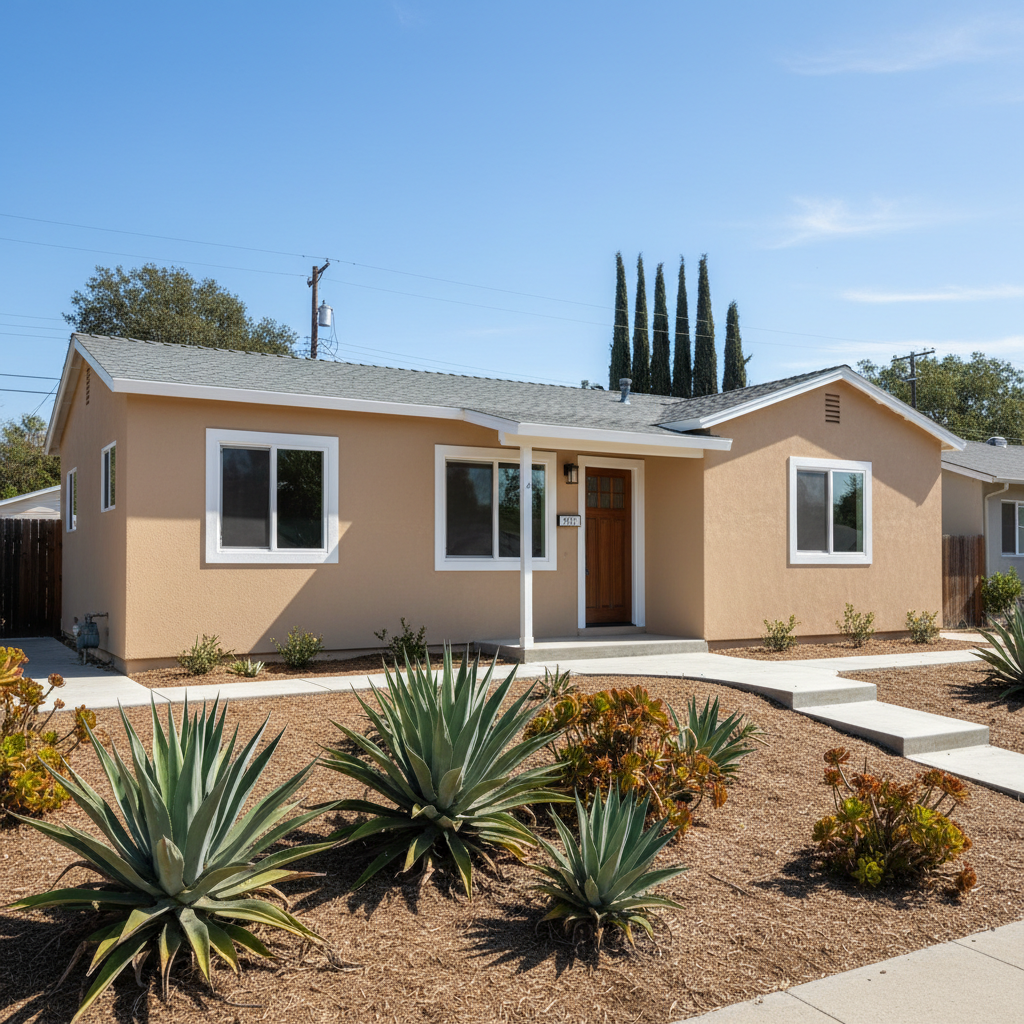 Completed stucco painting work at a residential property in La Mesa, CA