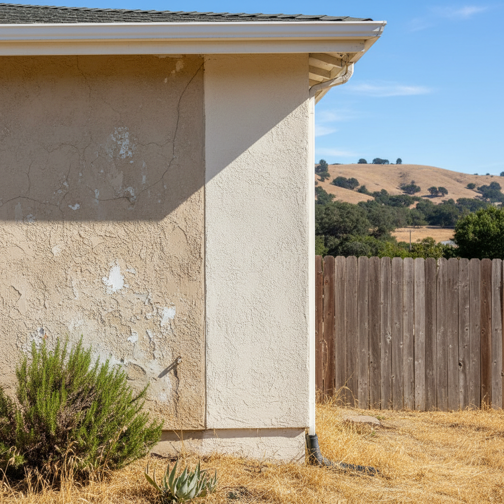 Completed stucco replacement work at a residential property in San Mateo, CA