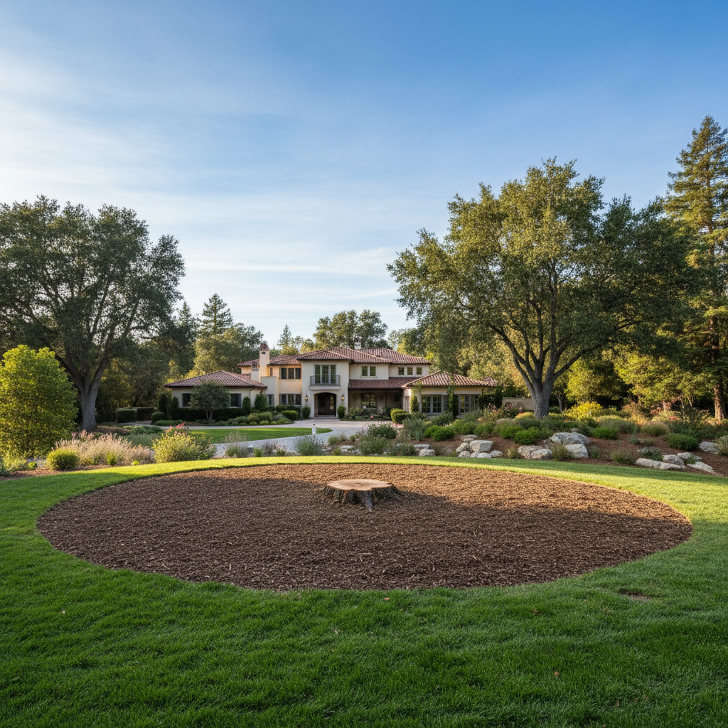 Completed emergency tree removal work at a residential property in Atherton, CA