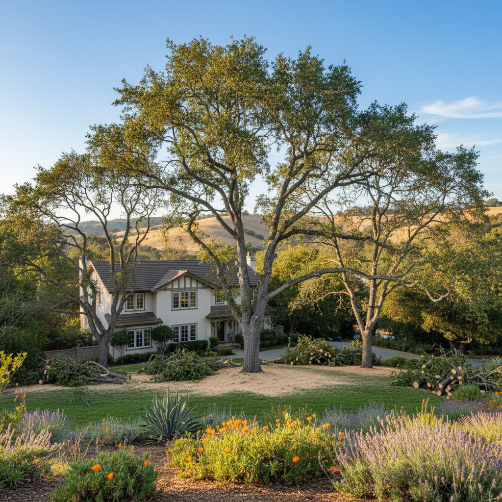 Completed tree pruning work at a residential property in Atherton, CA