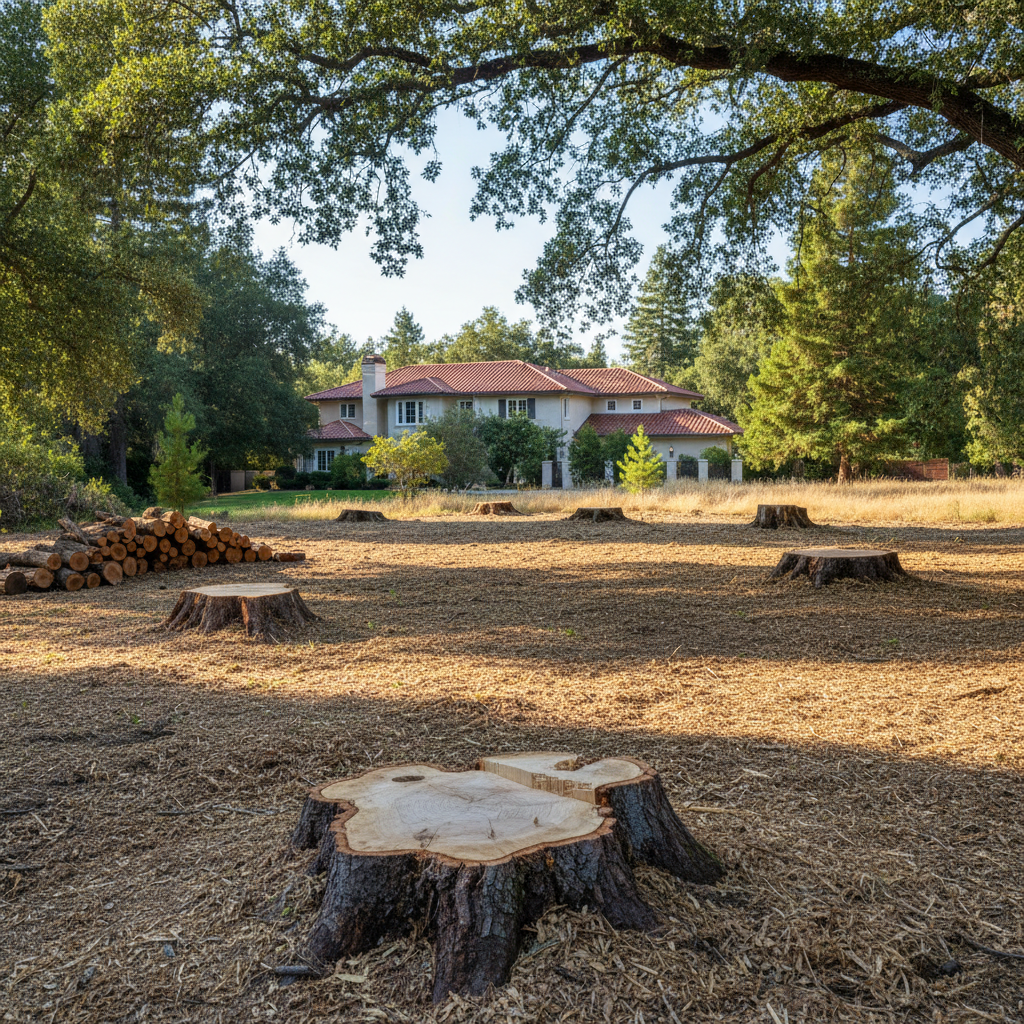 Completed lot clearing work at a residential property in Atherton, CA