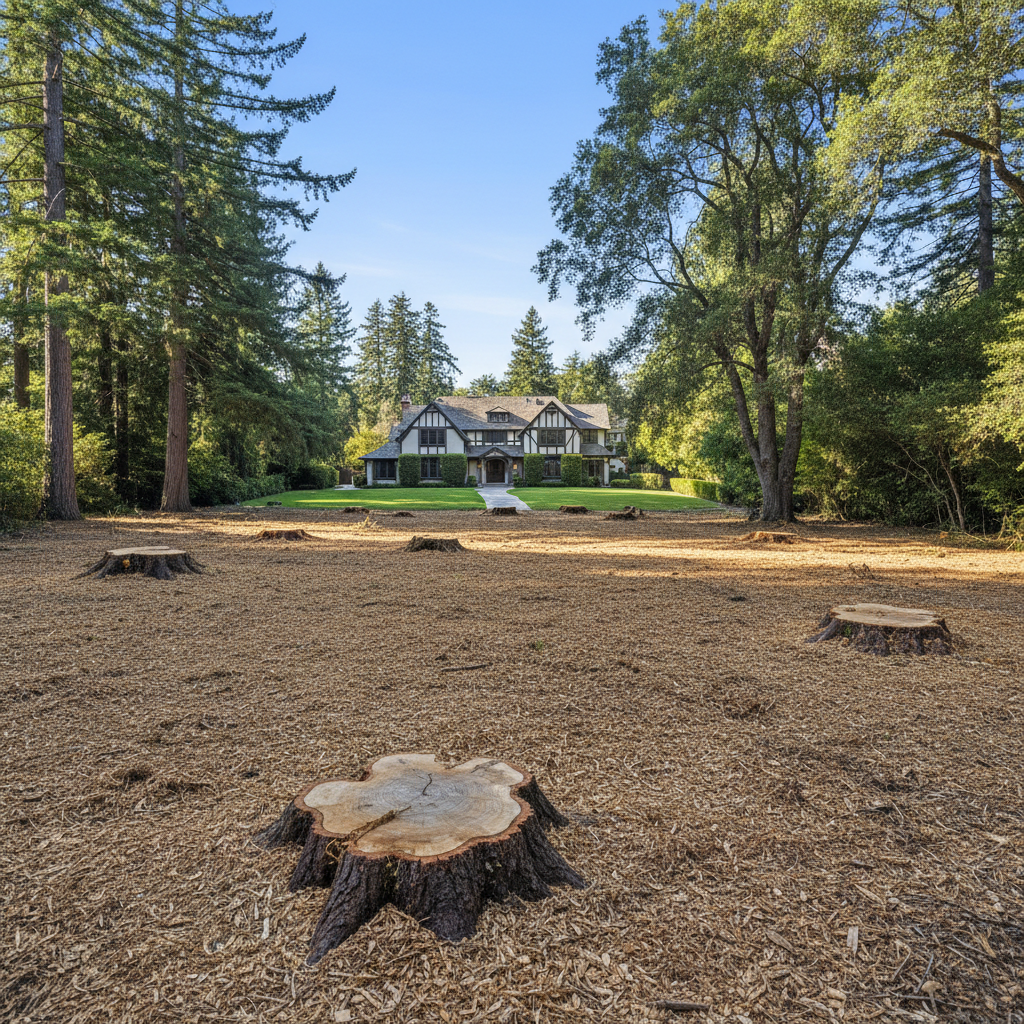 Completed lot clearing work at a residential property in Atherton, CA