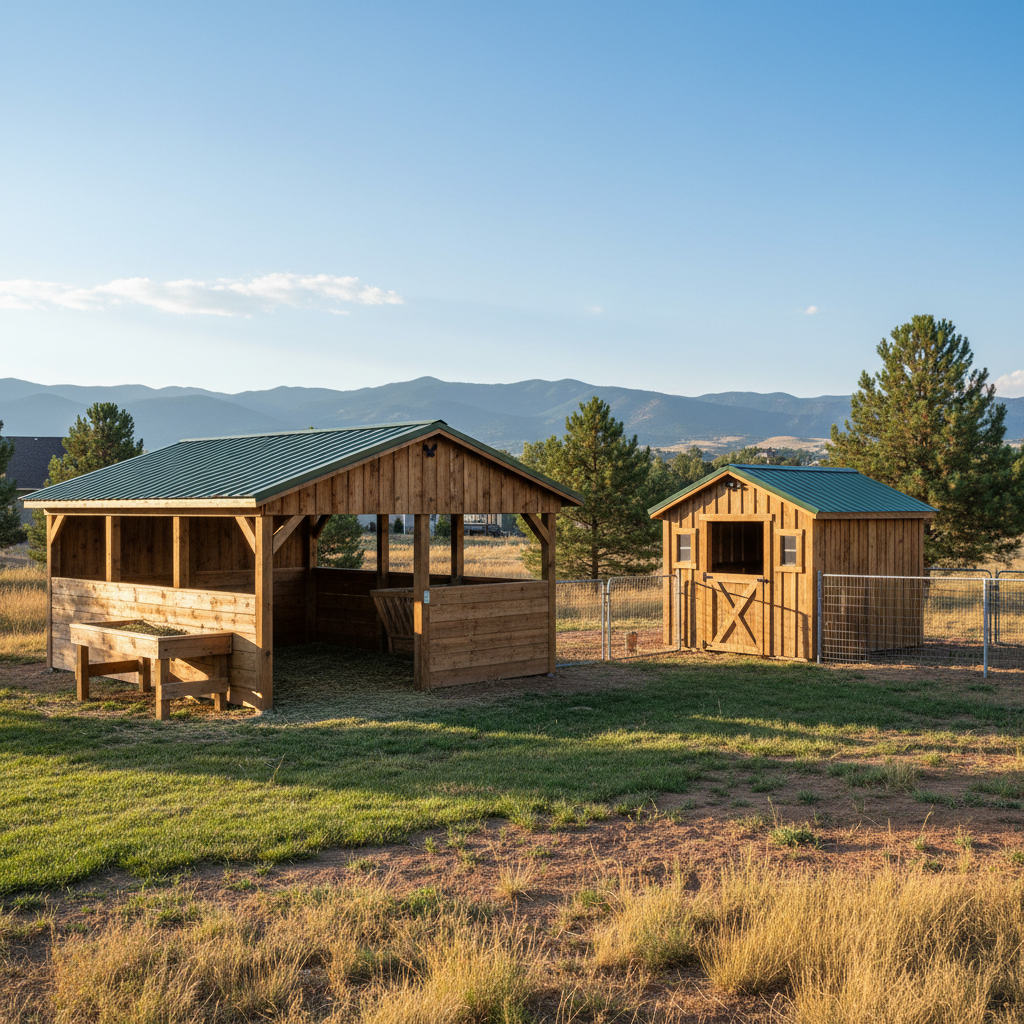 Completed livestock shelters work at a residential property in Parker, CO