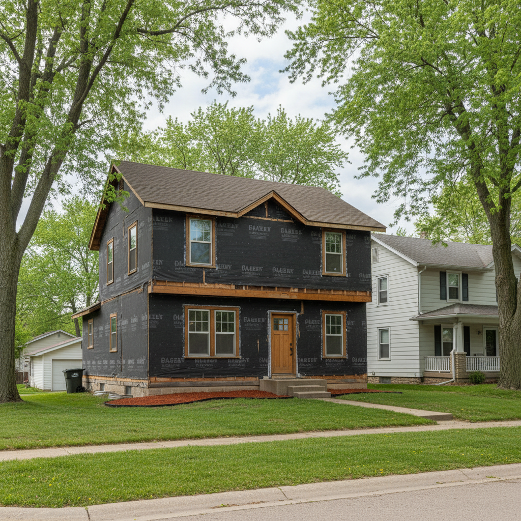 Completed siding removal work at a residential property in Lawrence, KS