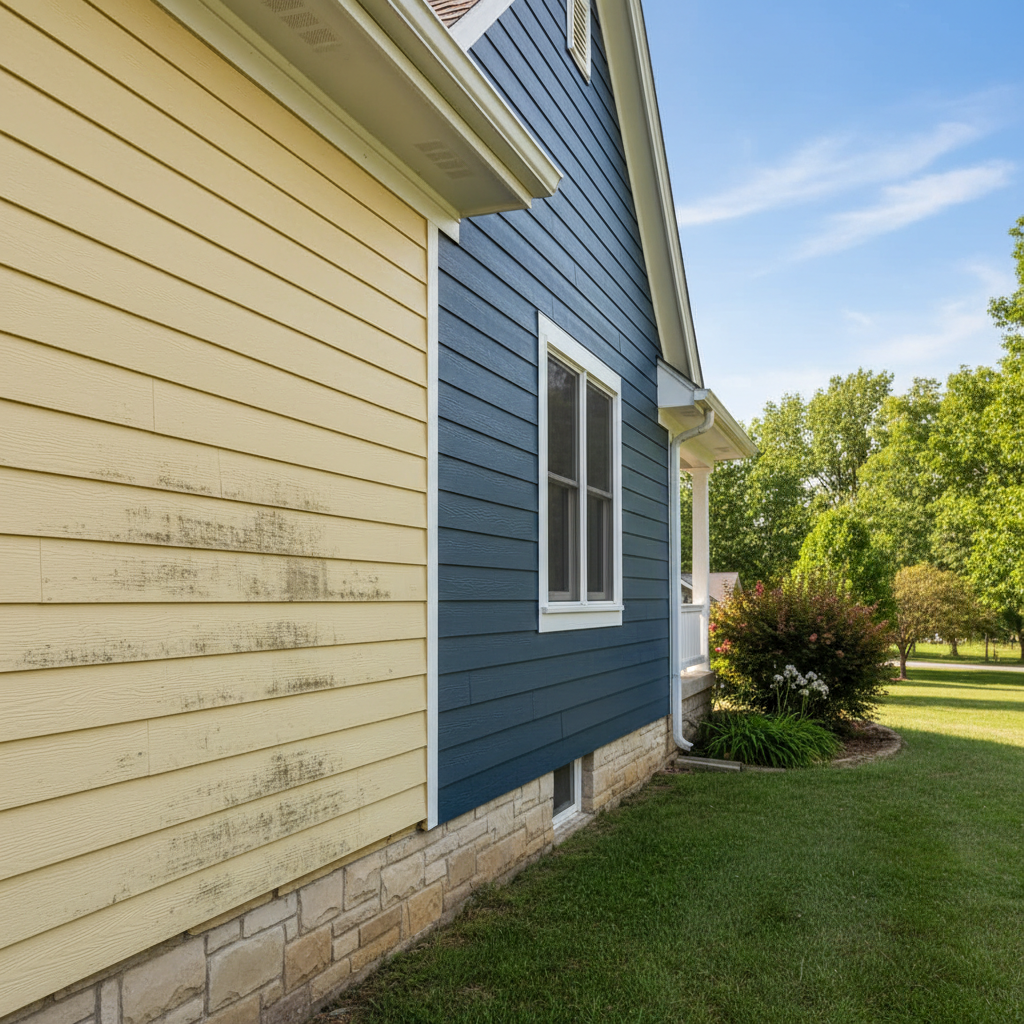 Completed siding replacement work at a residential property in Lawrence, KS
