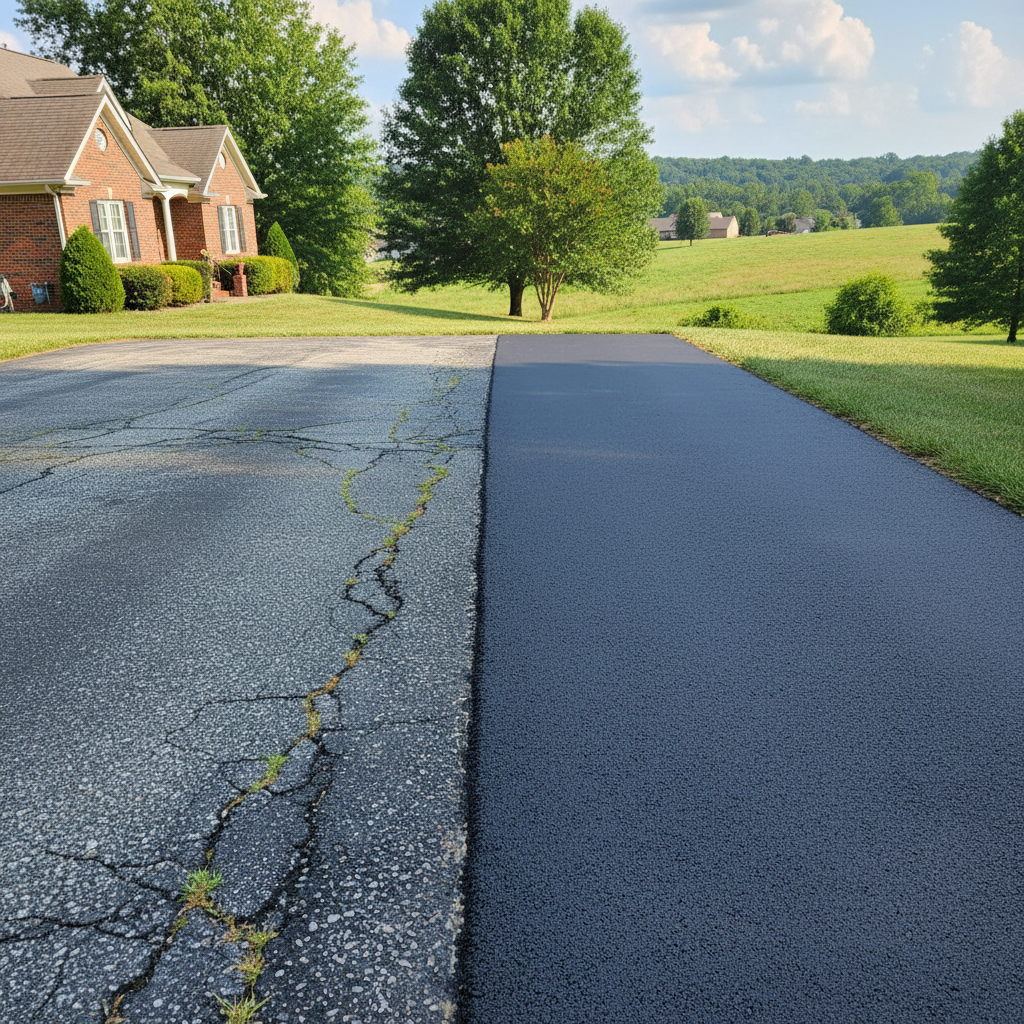 Completed asphalt paving work at a residential property in Bowling Green, KY