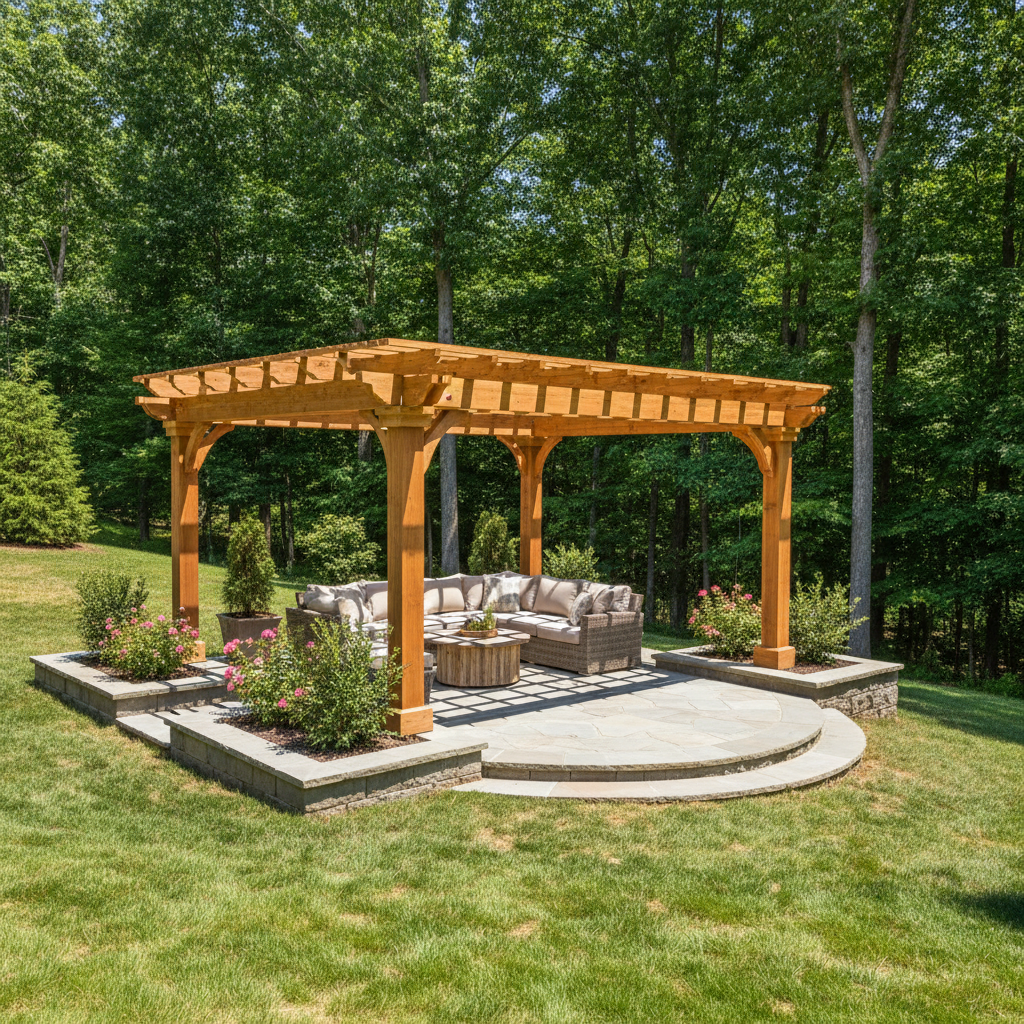 Completed pergola construction work at a residential property in Knoxville, TN