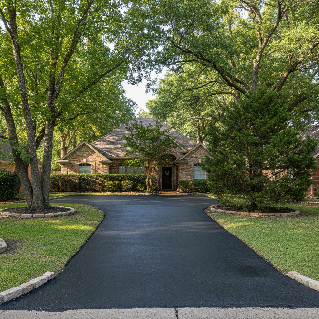 Completed asphalt sealcoating work at a residential property in Fort Worth, TX
