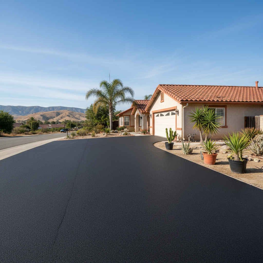 Completed residential asphalt work at a residential property in Santa Ana, CA