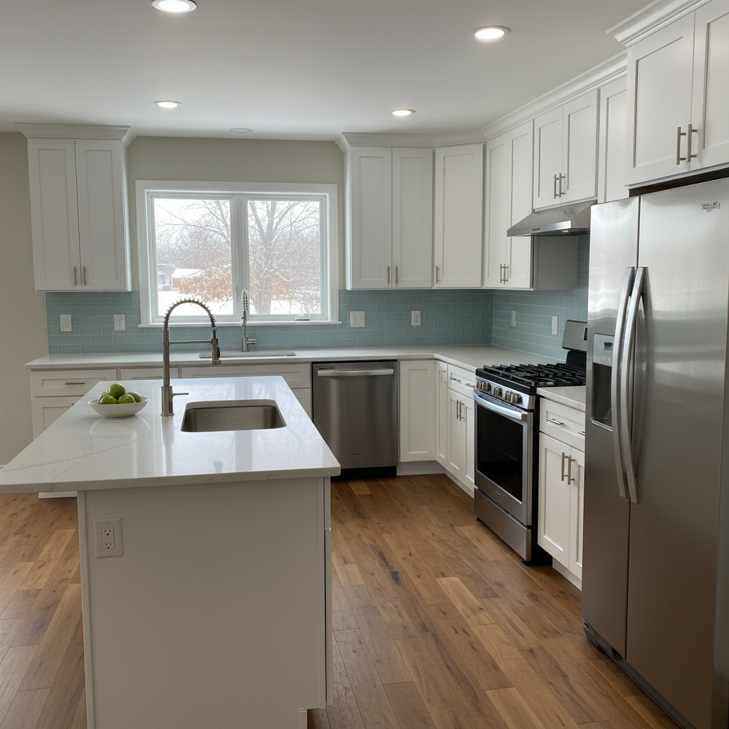Completed kitchen remodel work at a residential property in Freeport, IL