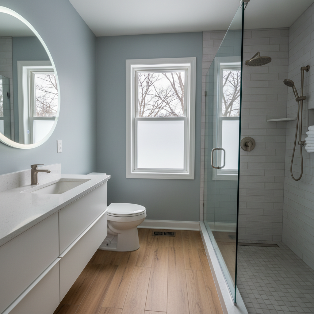 Completed bathroom remodel work at a residential property in Rockford, IL