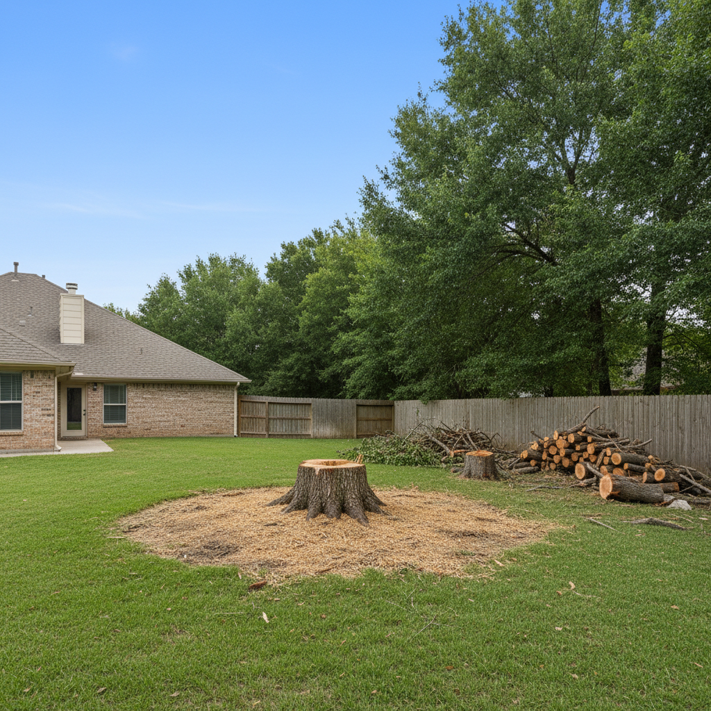 Completed tree removal work at a residential property in Humble, TX
