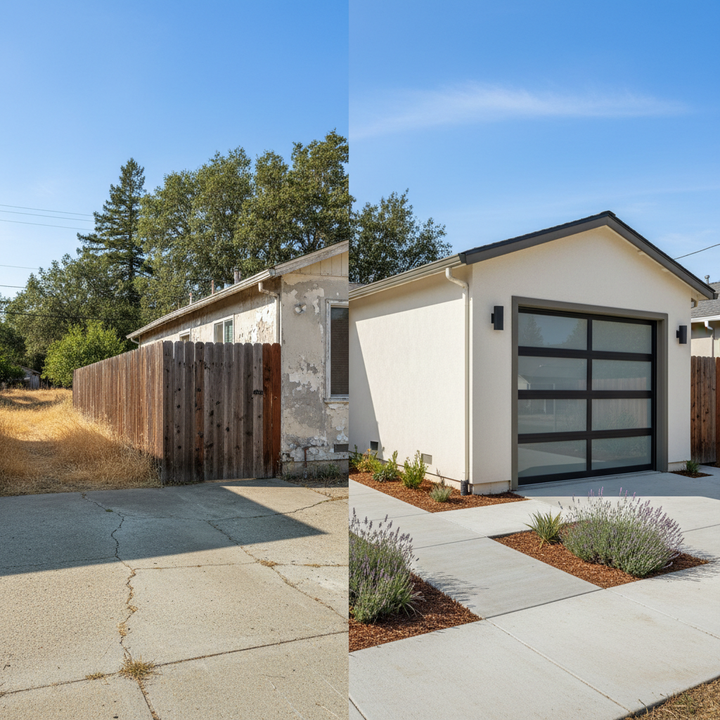 Completed garage conversion work at a residential property in Santa Rosa, CA