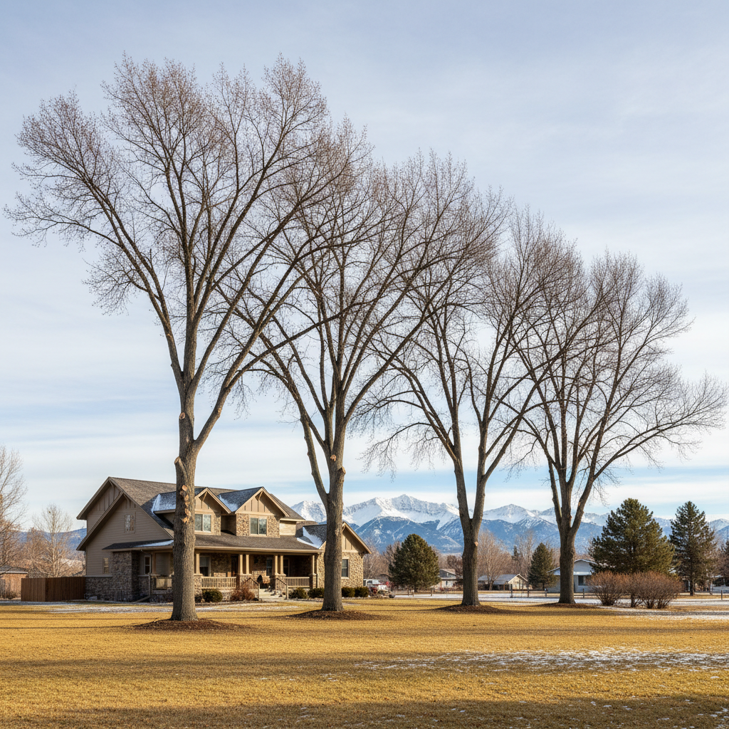 Completed tree trimming work at a residential property in Great Falls, MT
