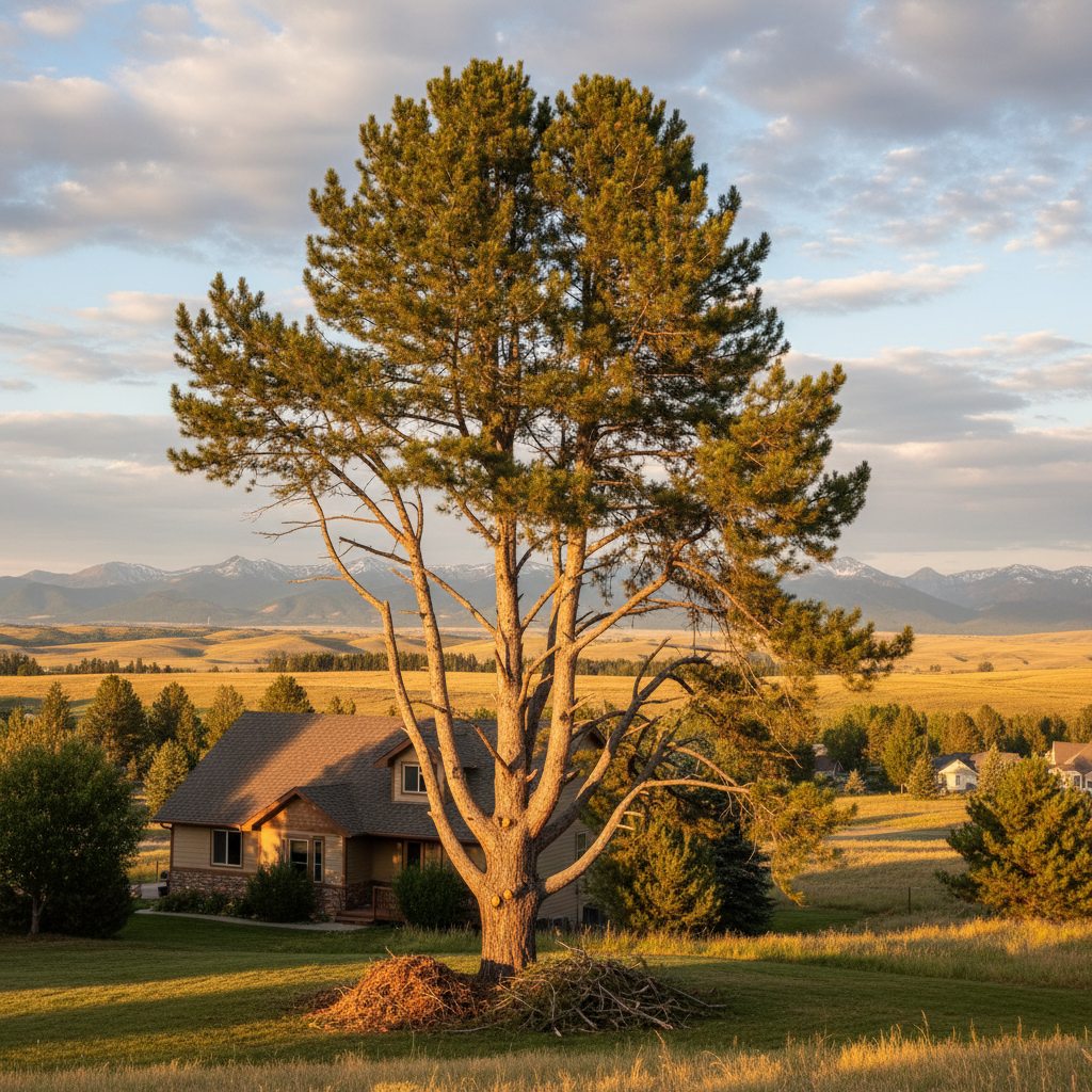 Completed tree trimming work at a residential property in Great Falls, MT