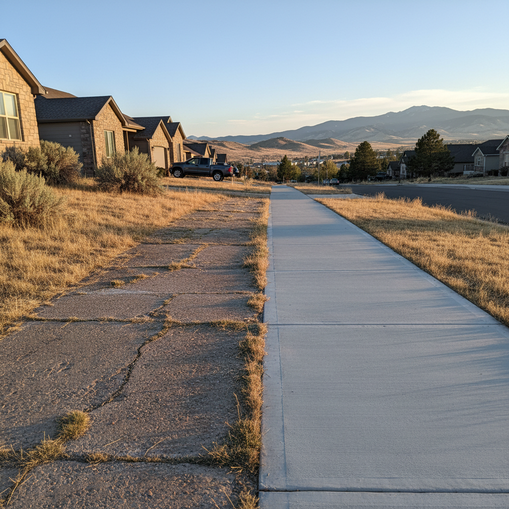 Completed concrete sidewalks work at a residential property in Salt Lake City, UT