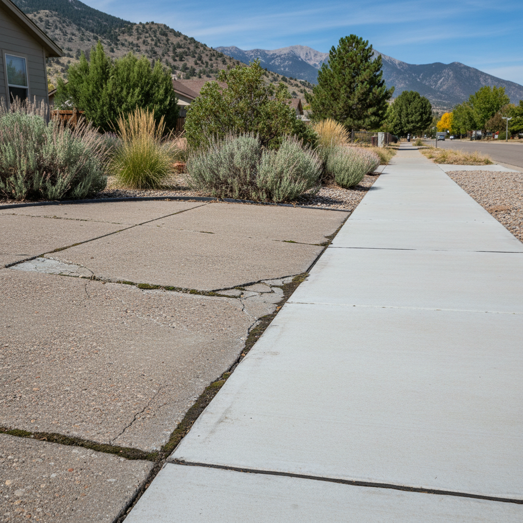 Completed concrete sidewalks work at a residential property in Salt Lake City, UT