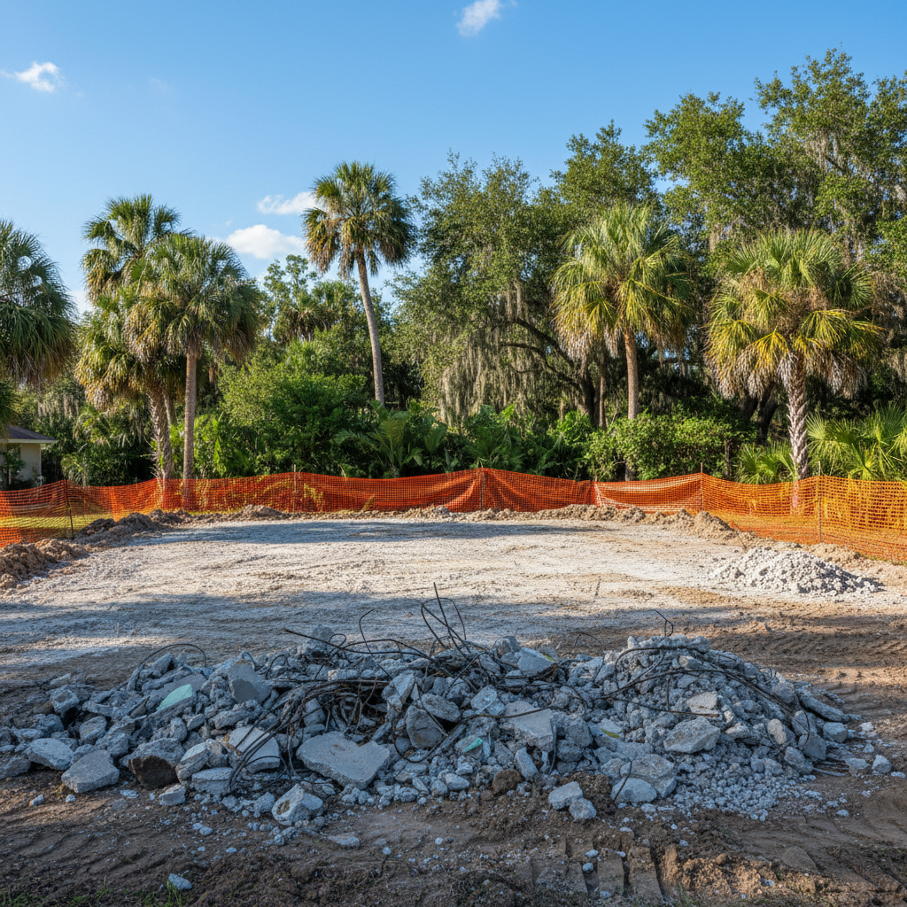 Completed residential demolition work at a residential property in Pensacola, FL