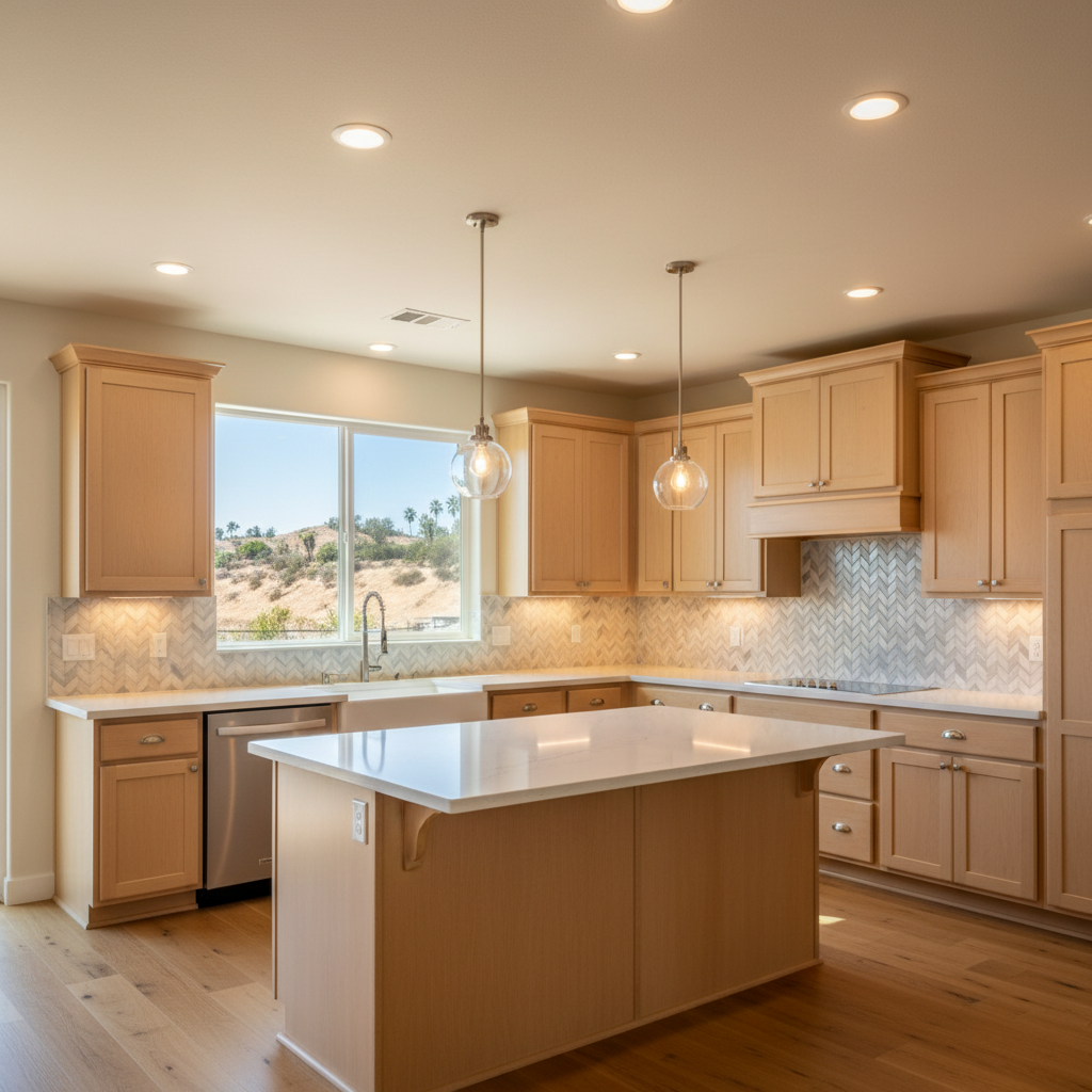 Completed kitchen lighting work at a residential property in Pomona, CA