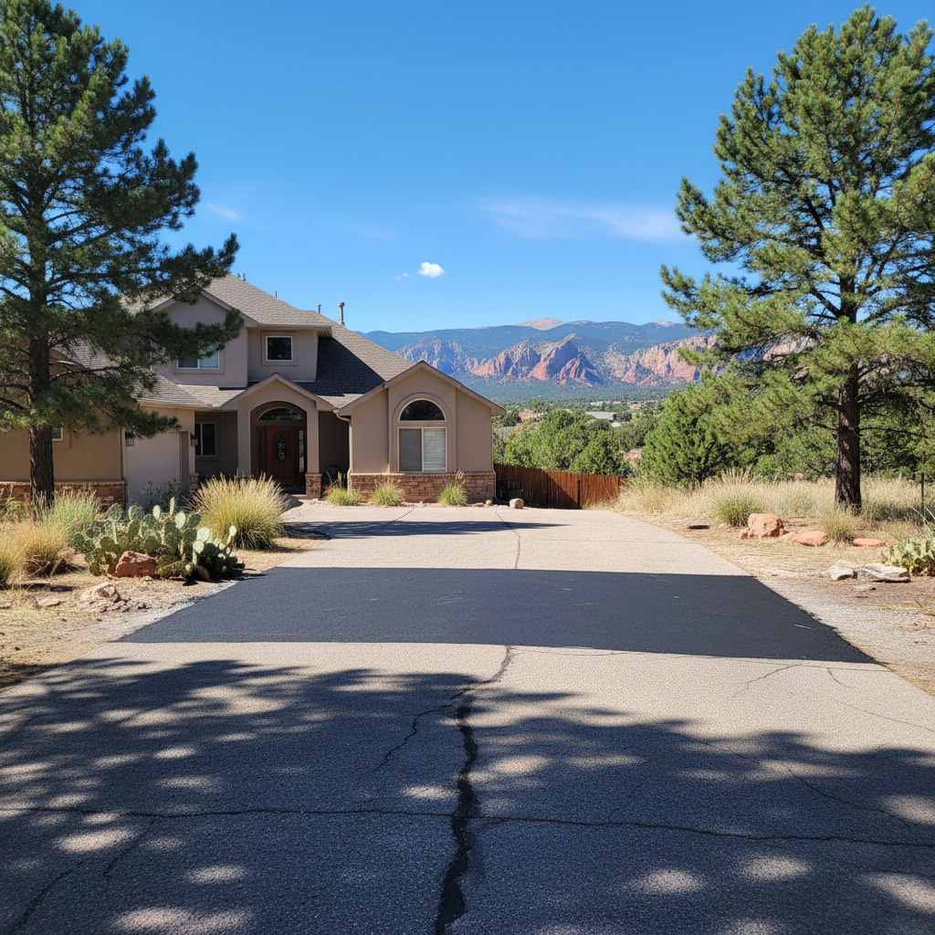 Completed asphalt repair work at a residential property in Canon City, CO